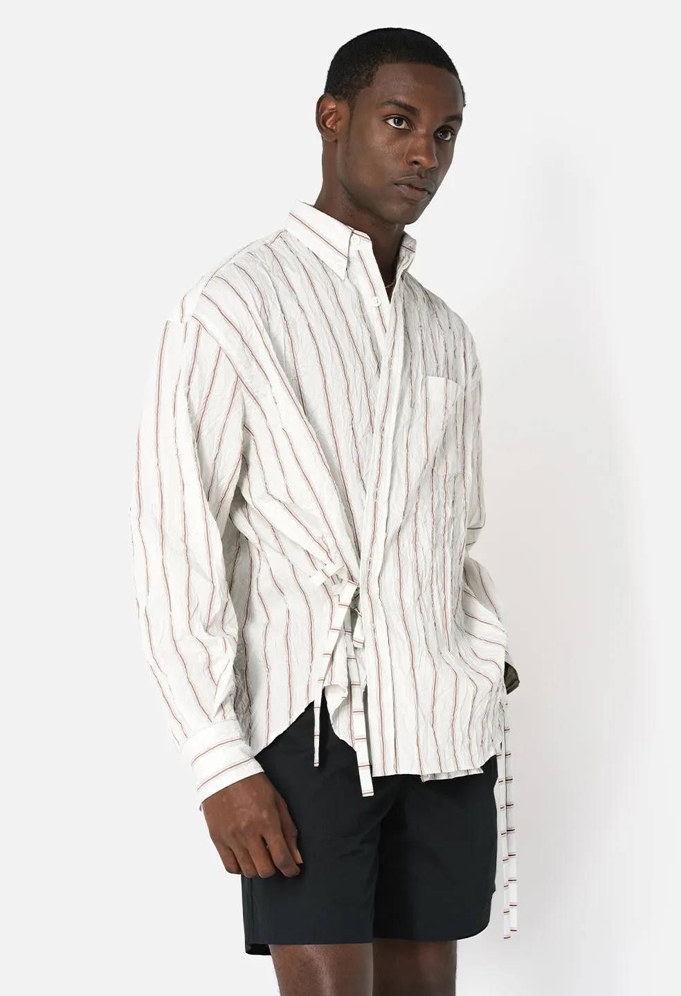 Crinkled Kimono Shirt / Manhasset Stripe