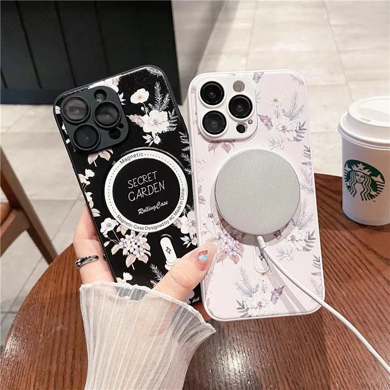 Cute Phone Case for iPhone 15, 11, 12, 13, 14, Pro Max, and 14 Plus with Printing of Magnetism Blossoms