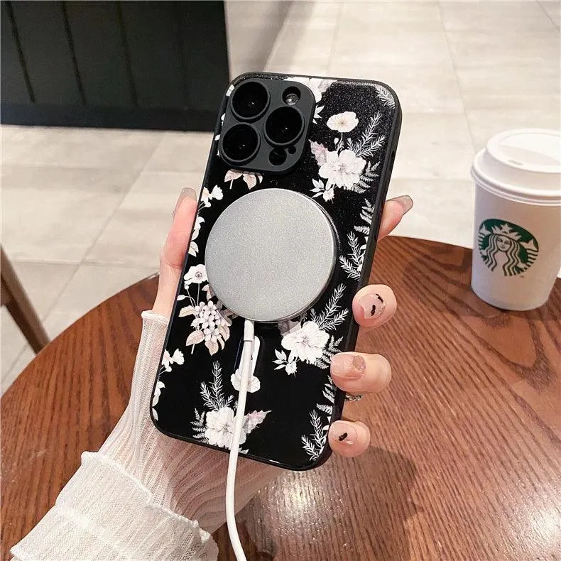 Cute Phone Case for iPhone 15, 11, 12, 13, 14, Pro Max, and 14 Plus with Printing of Magnetism Blossoms