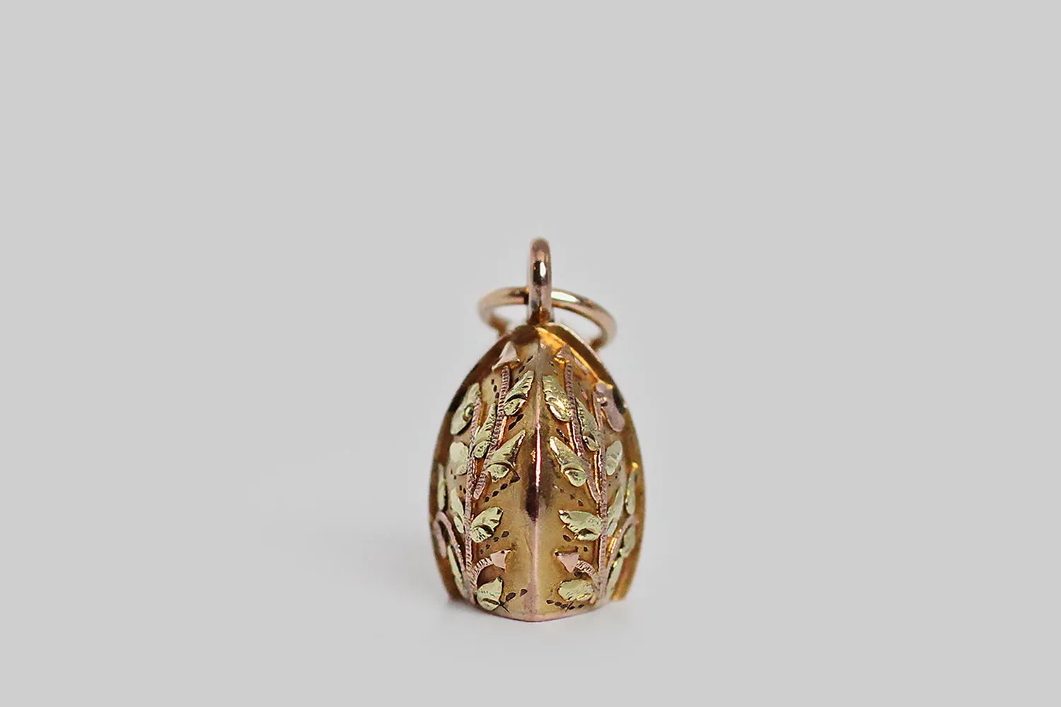 Dainty Victorian Era Weight of Flowers Charm in 10k Gold