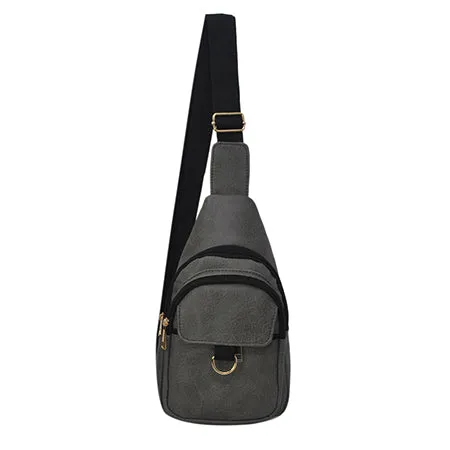 Dark Gray NGIL Faux Leather Sling Shoulder Bag