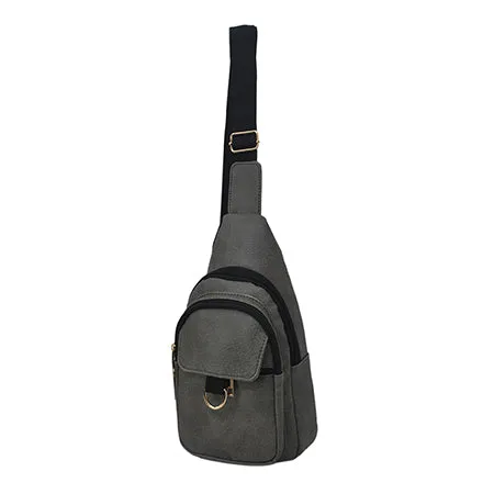 Dark Gray NGIL Faux Leather Sling Shoulder Bag