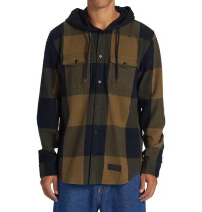 DC - RUCKUS - HOODED LONG SLEEVE SHIRT -  Capers/ Black Plaid