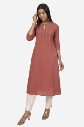 Dusty Peach Flax Kurta