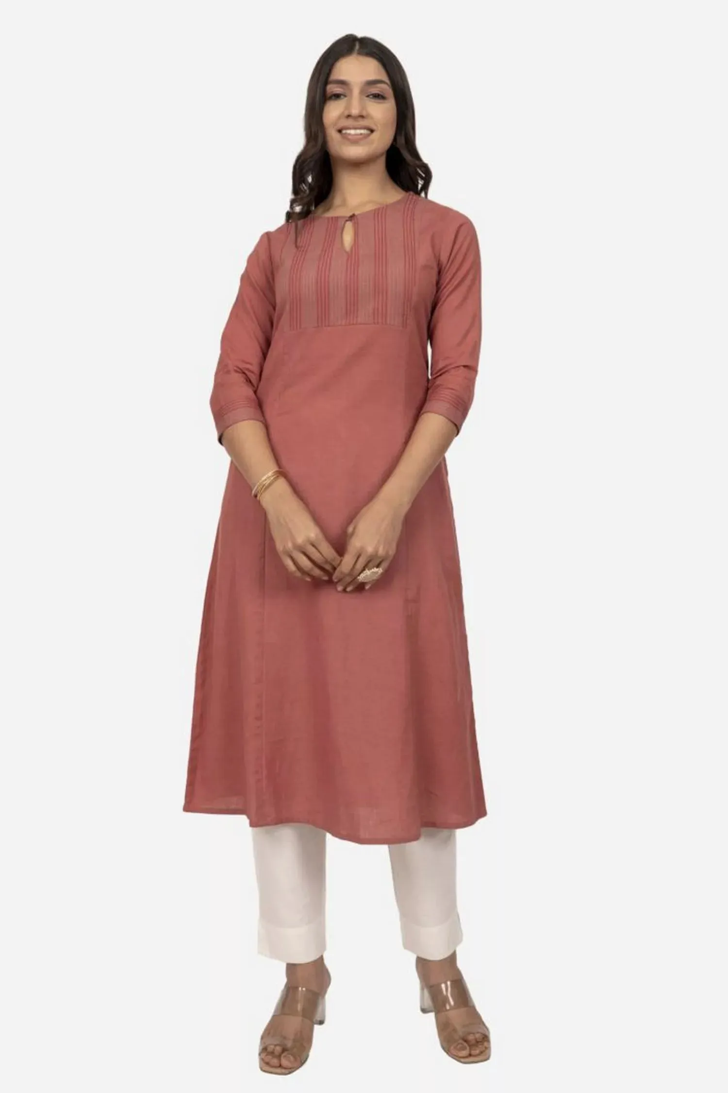 Dusty Peach Flax Kurta