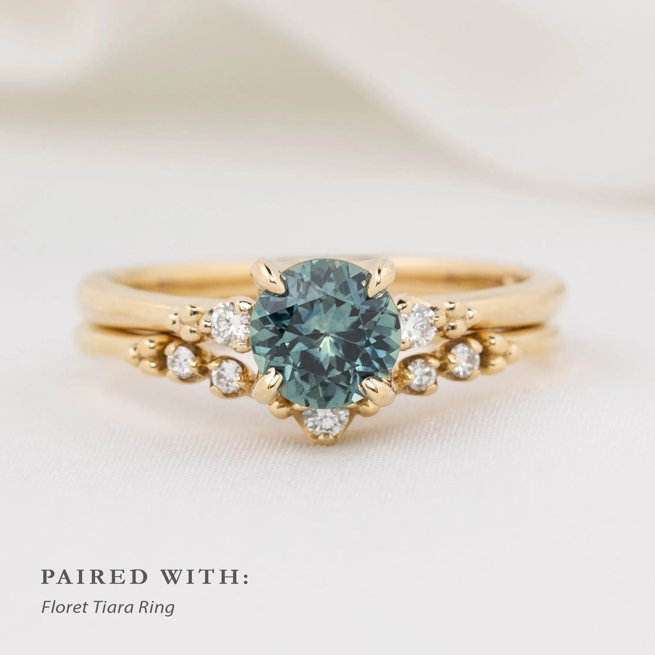 Estel Ring 1.02ct Blue Green Montana Sapphire, 14k Yellow Gold (One of a kind)