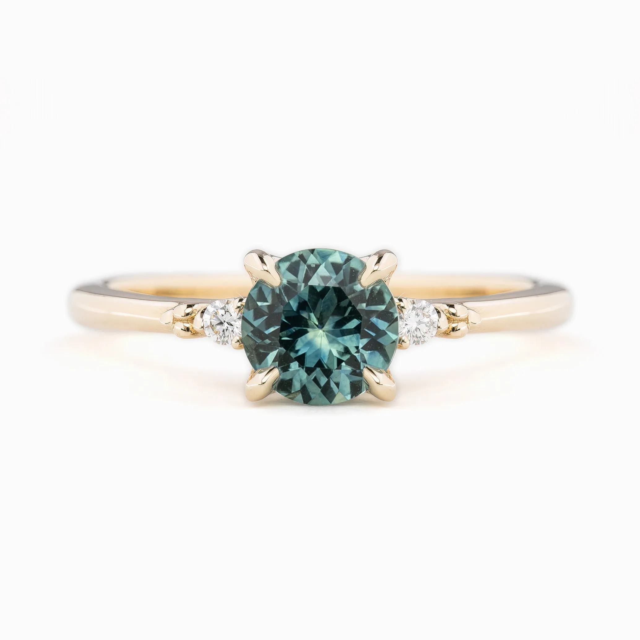 Estel Ring 1.02ct Blue Green Montana Sapphire, 14k Yellow Gold (One of a kind)