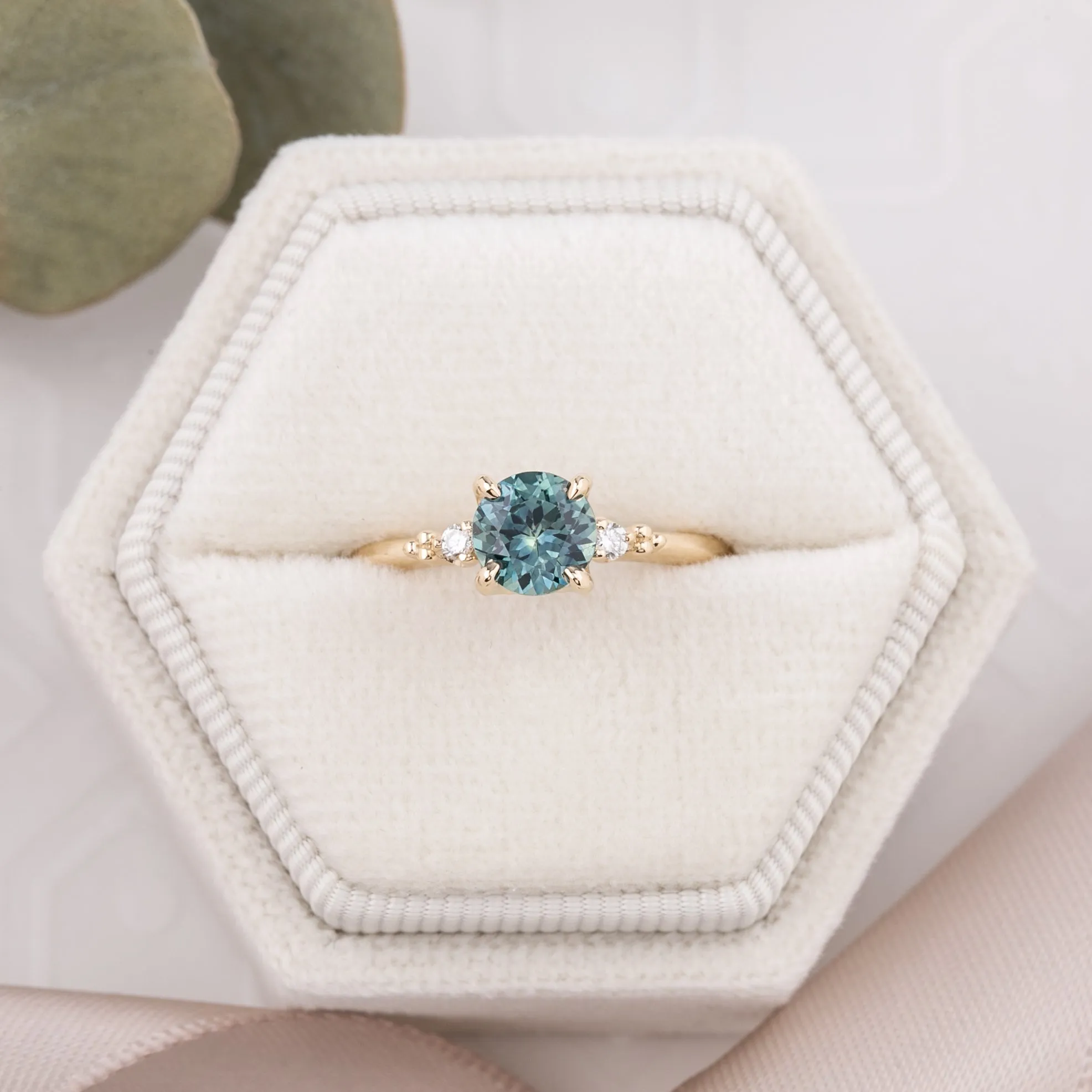 Estel Ring 1.02ct Blue Green Montana Sapphire, 14k Yellow Gold (One of a kind)