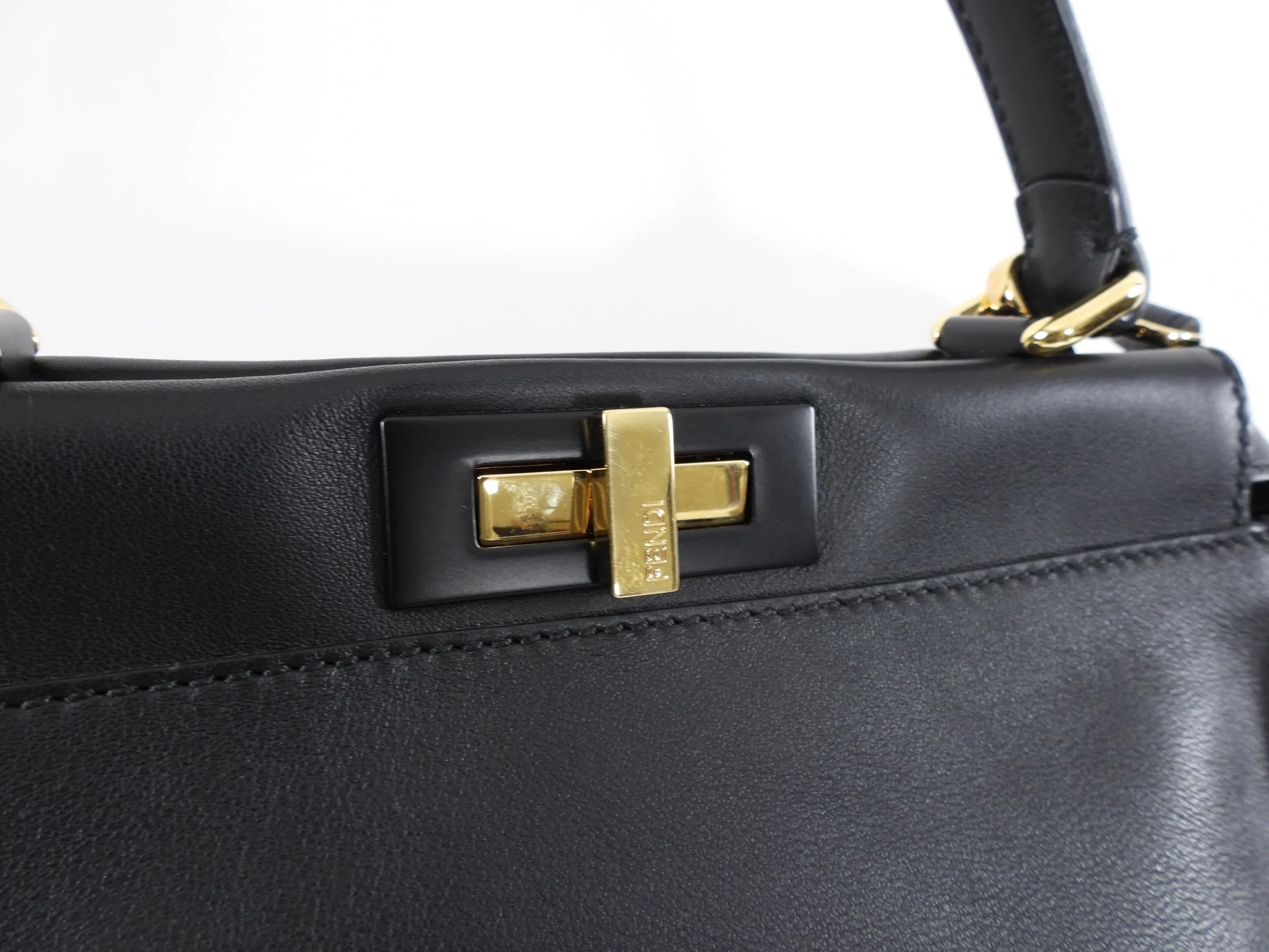 Fendi Black Leather Peekaboo Medium Two-Way Bag