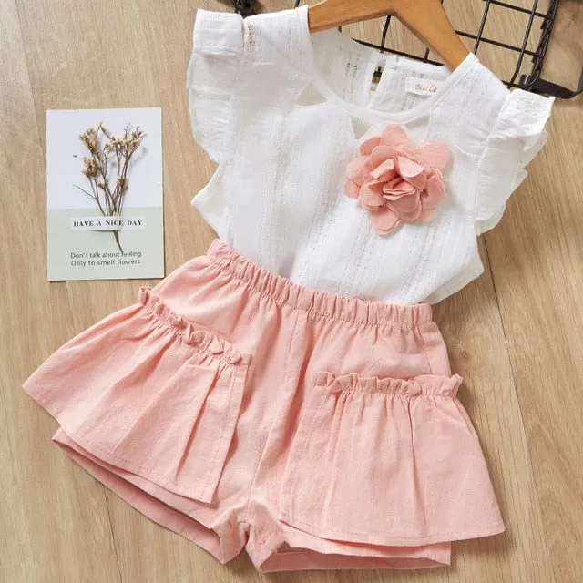 Flower Vest Shorts Suit