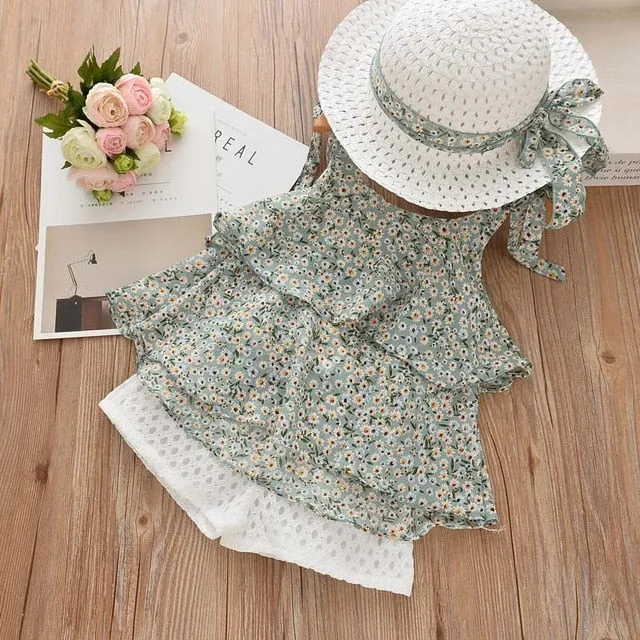 Flower Vest Shorts Suit