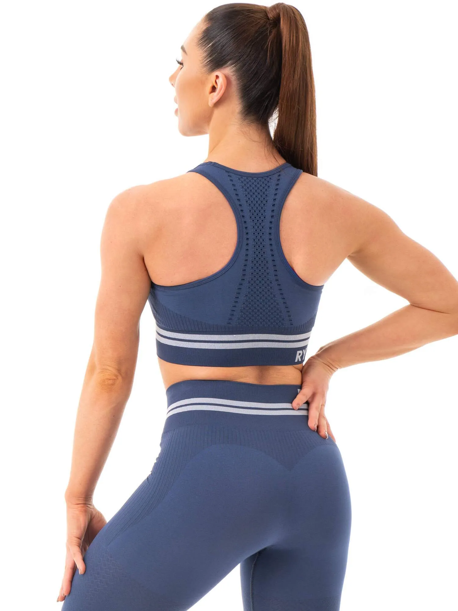 Freestyle Seamless Longline Sports Bra - Steel Blue