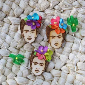 Frida Kahlo Wood Pin ~ 1.25 tall