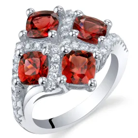 Garnet Cushion Cut Sterling Silver Ring Size 7