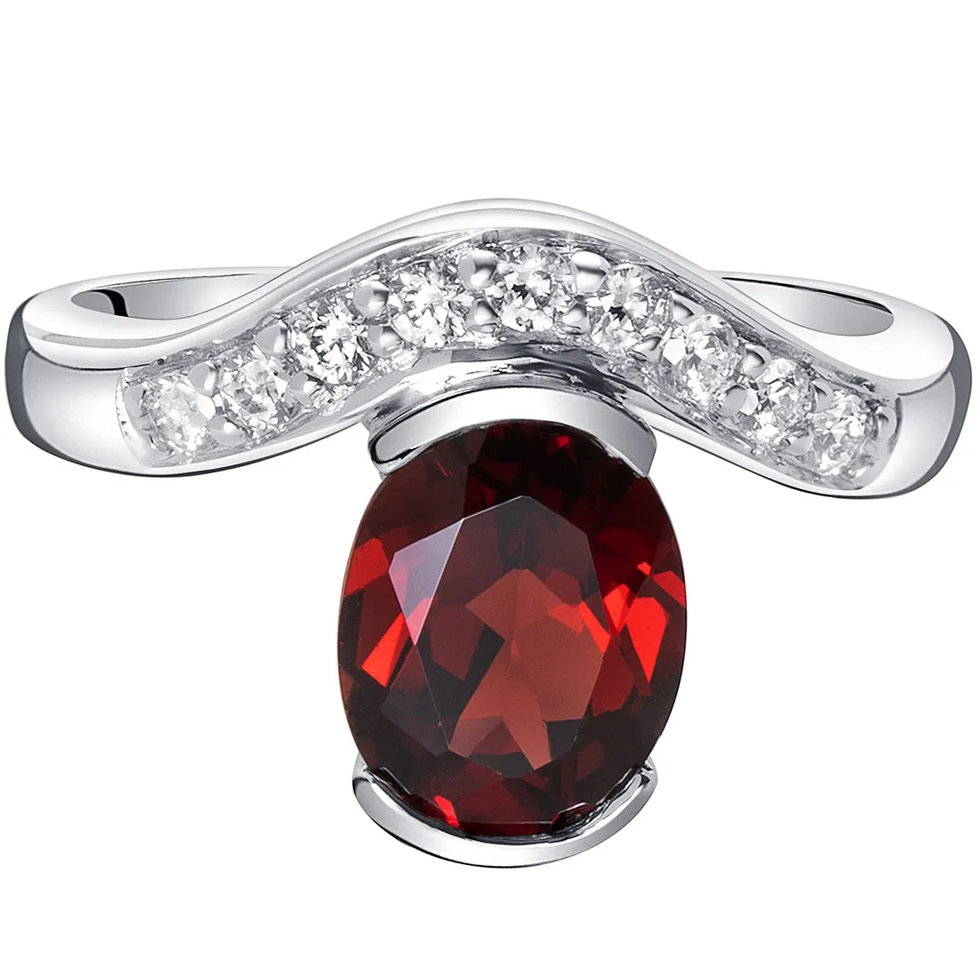 Garnet Oval Cut Sterling Silver Ring Size 5