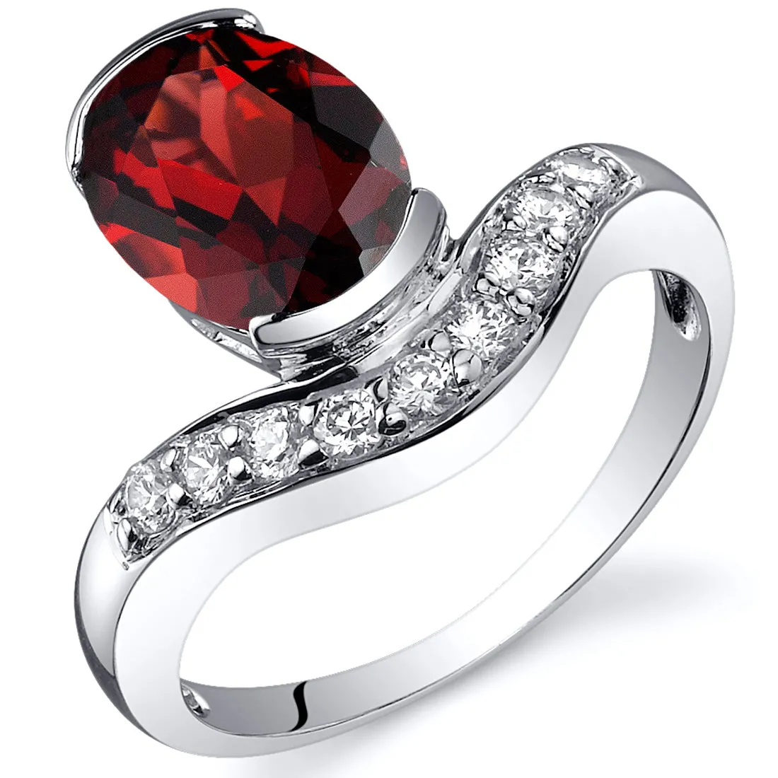 Garnet Oval Cut Sterling Silver Ring Size 5