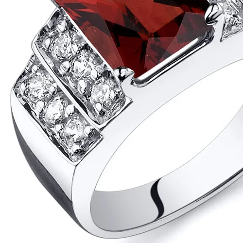 Garnet Radiant Cut Sterling Silver Ring Size 5