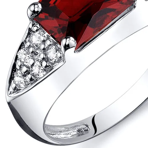 Garnet Radiant Cut Sterling Silver Ring Size 7