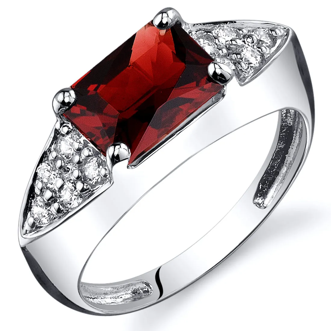 Garnet Radiant Cut Sterling Silver Ring Size 7