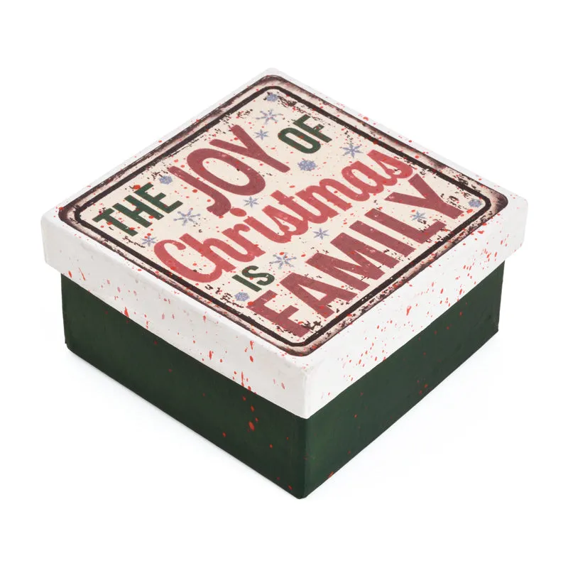 Gift Boxes-The Joy of Christmas is Family-Paper Mache-Square-X-Small-Quantity 1