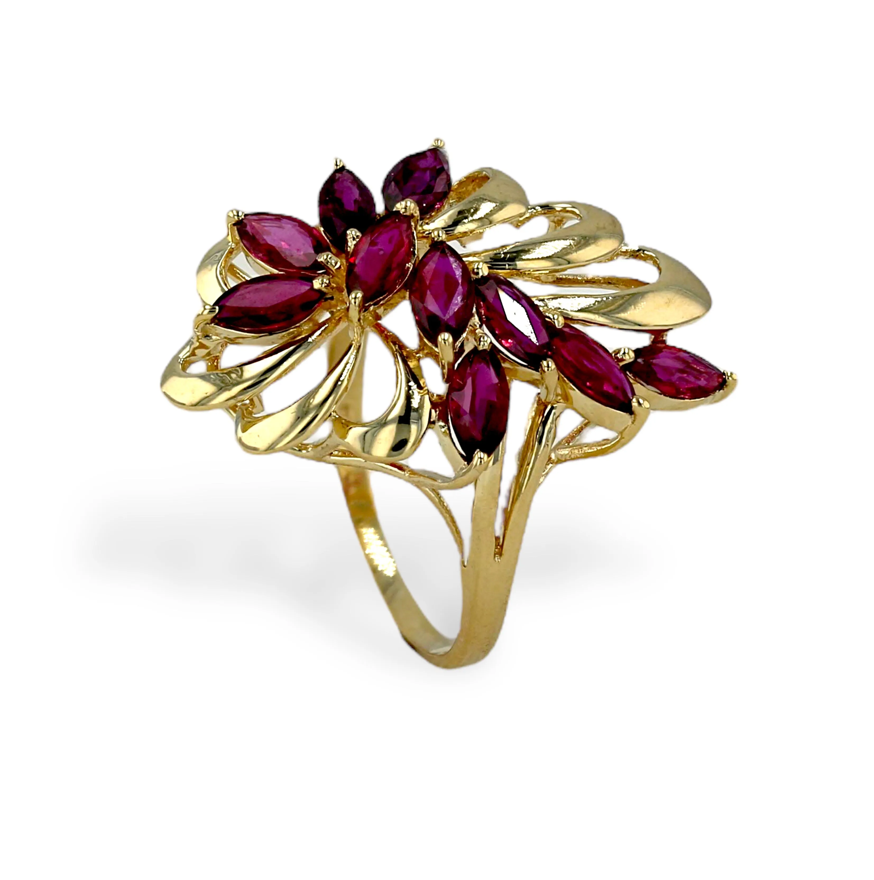 Gold 14k ruby flower ring