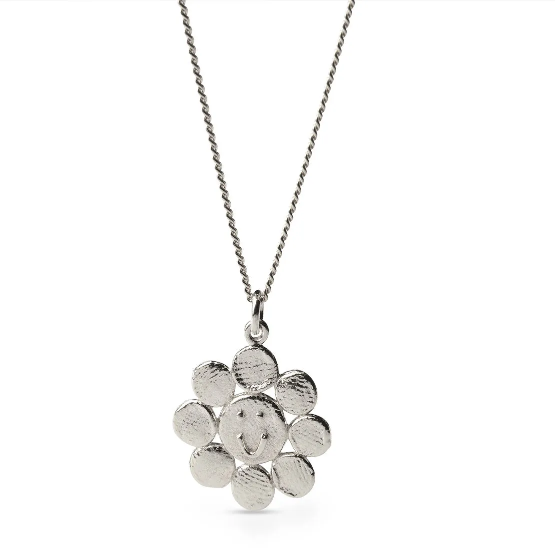 Happy Flower Pendant 45cm, Silver