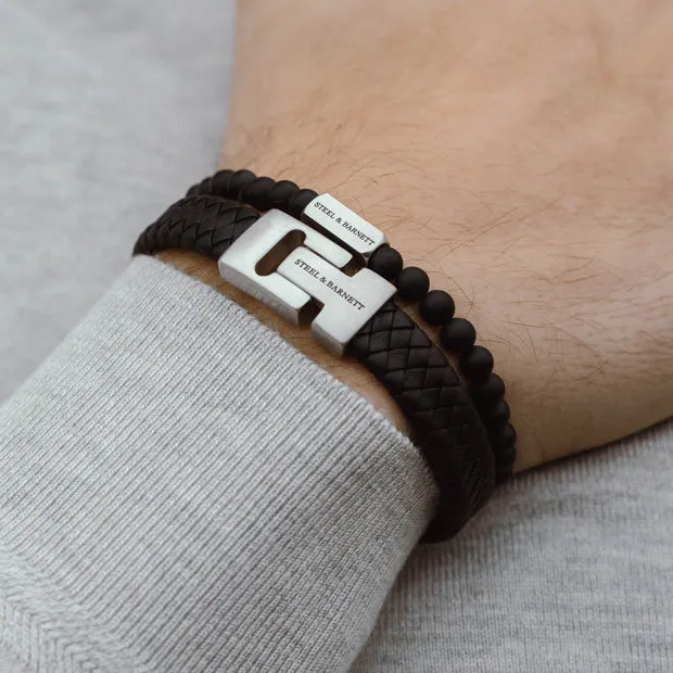 Harrison Nappa Leather Bracelet Black