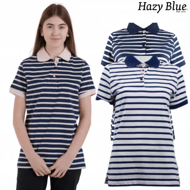 Hazy Blue Womens Short Sleeve Polo Shirt - Zoe