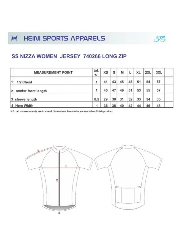 Heini NIZZA 381 Womens Short Sleeve Cycling Jersey