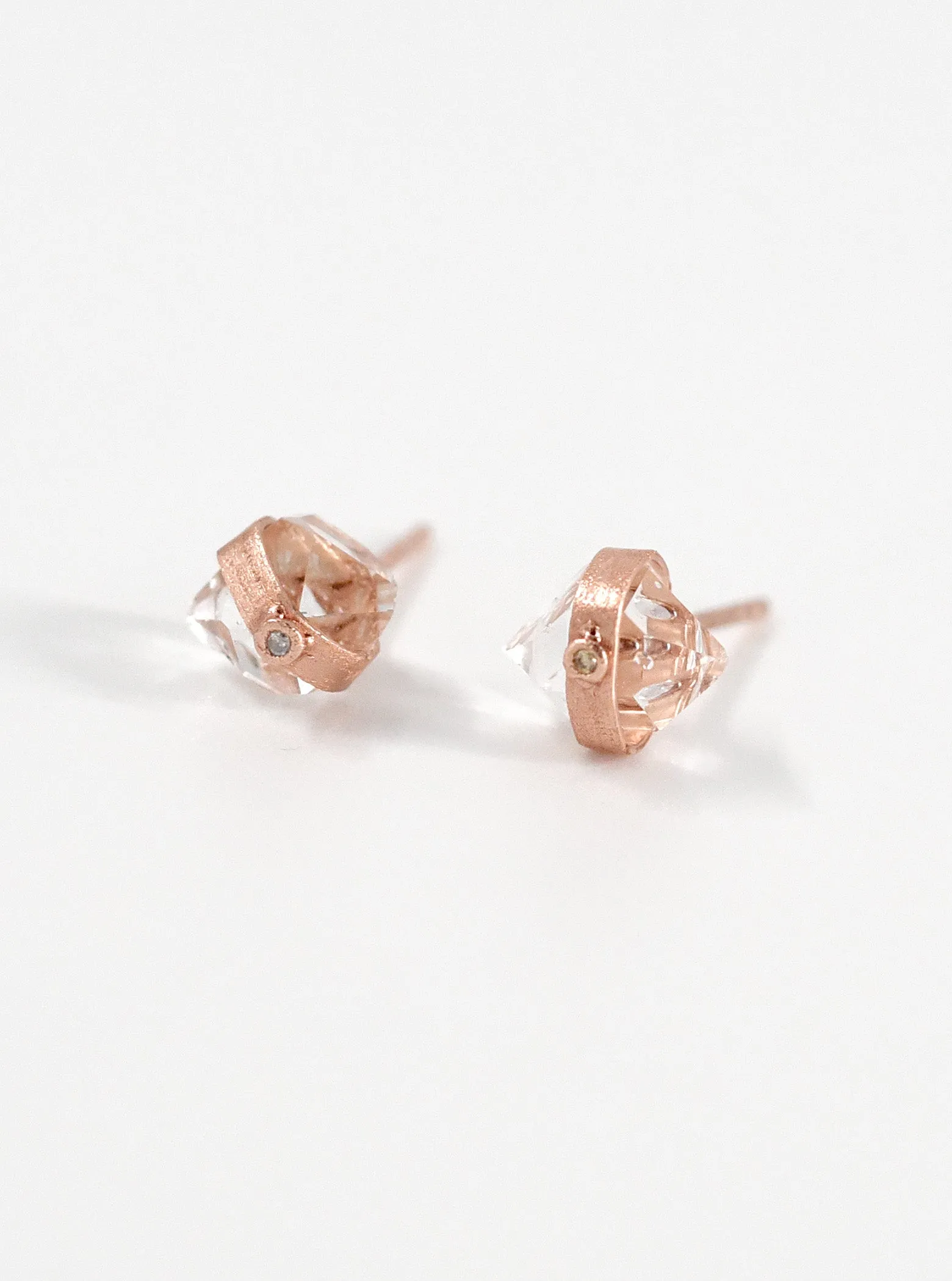 Herkimer Quartz with Diamond Stud Earrings