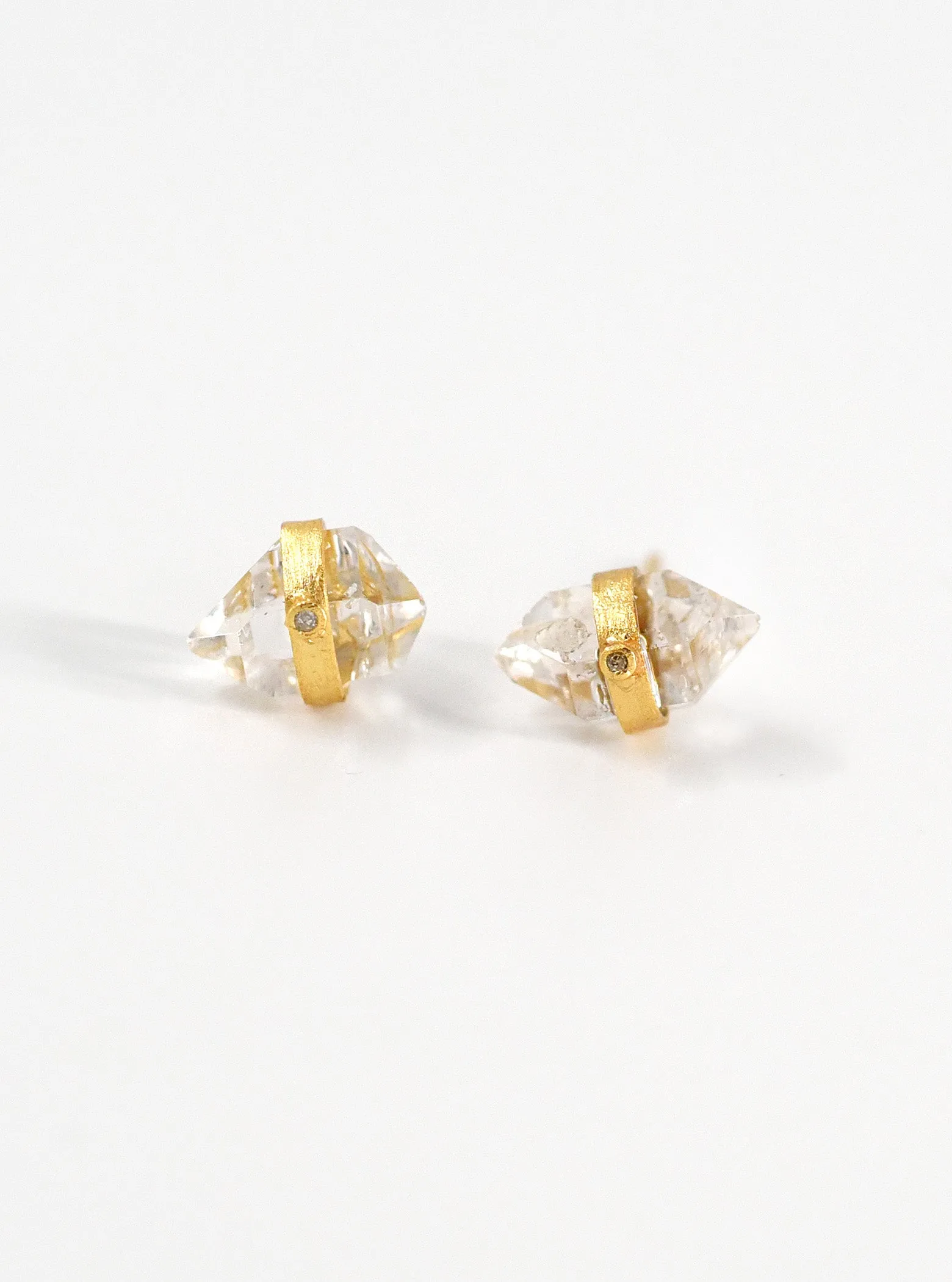 Herkimer Quartz with Diamond Stud Earrings