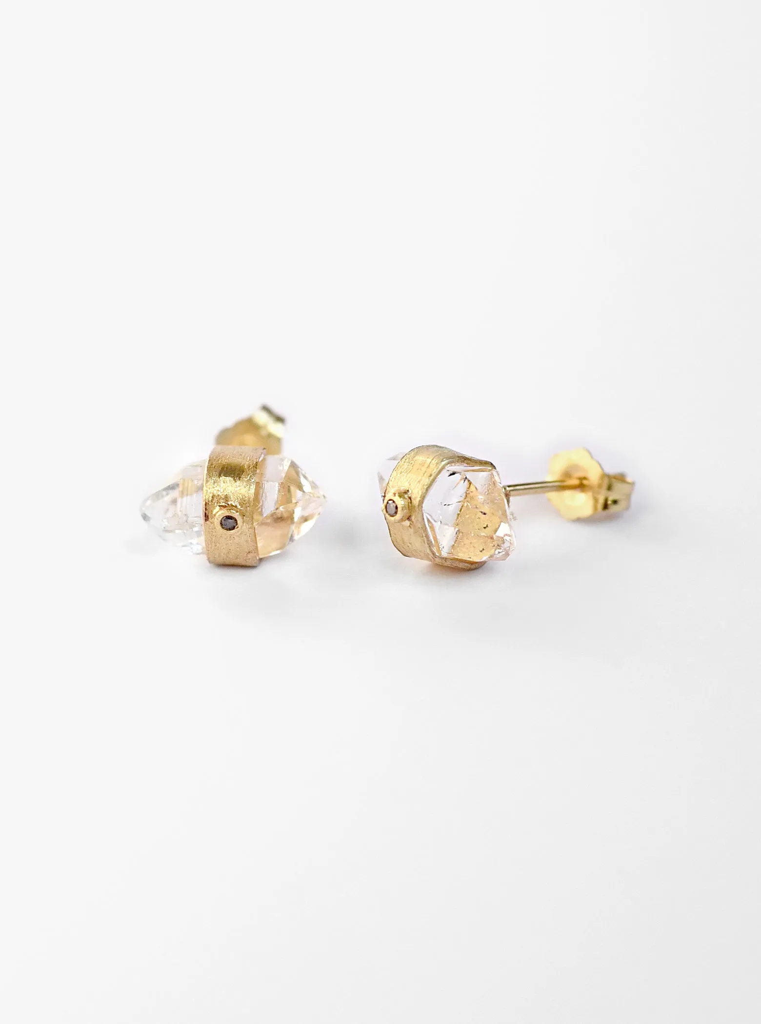 Herkimer Quartz with Diamond Stud Earrings