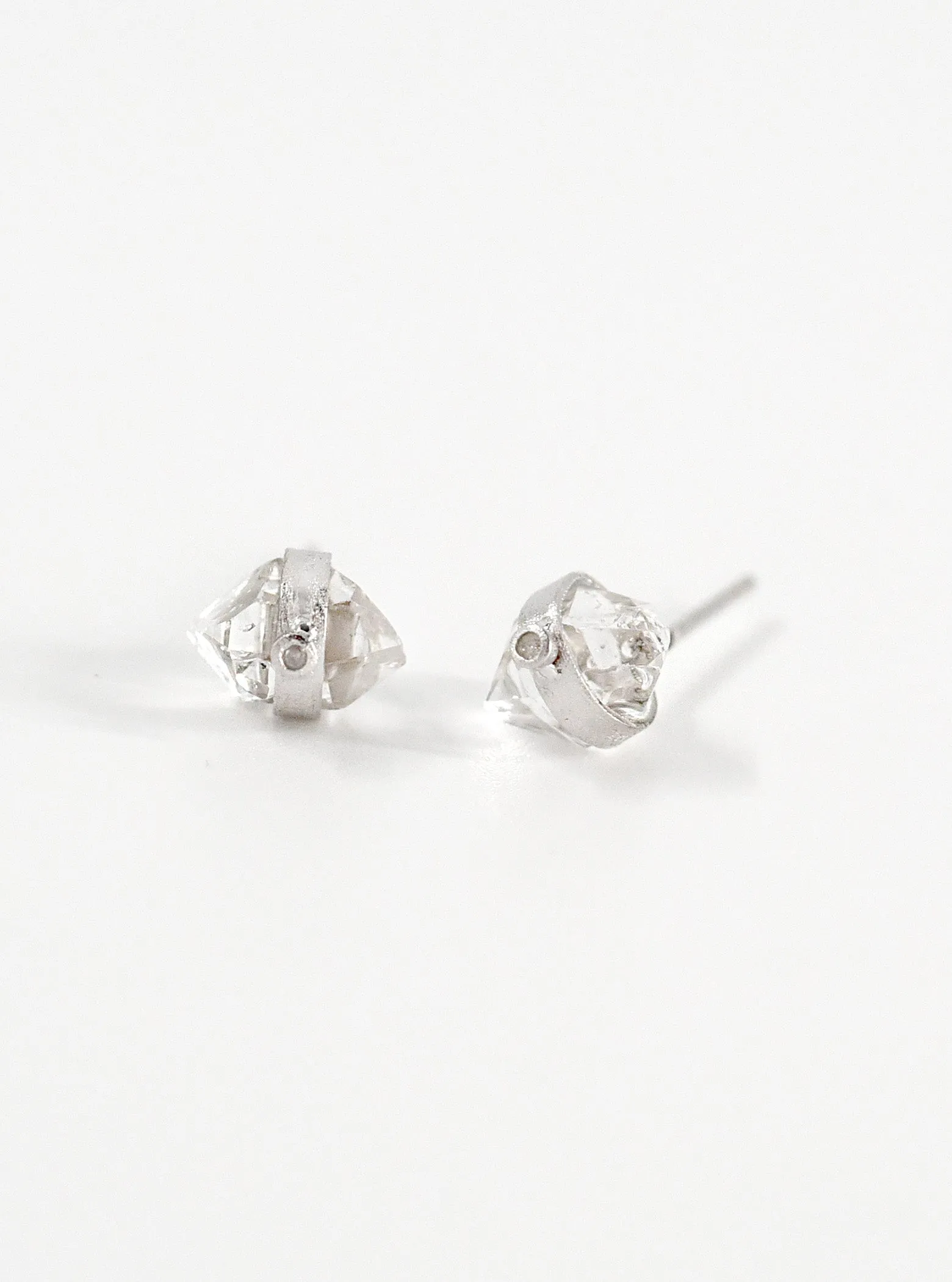 Herkimer Quartz with Diamond Stud Earrings