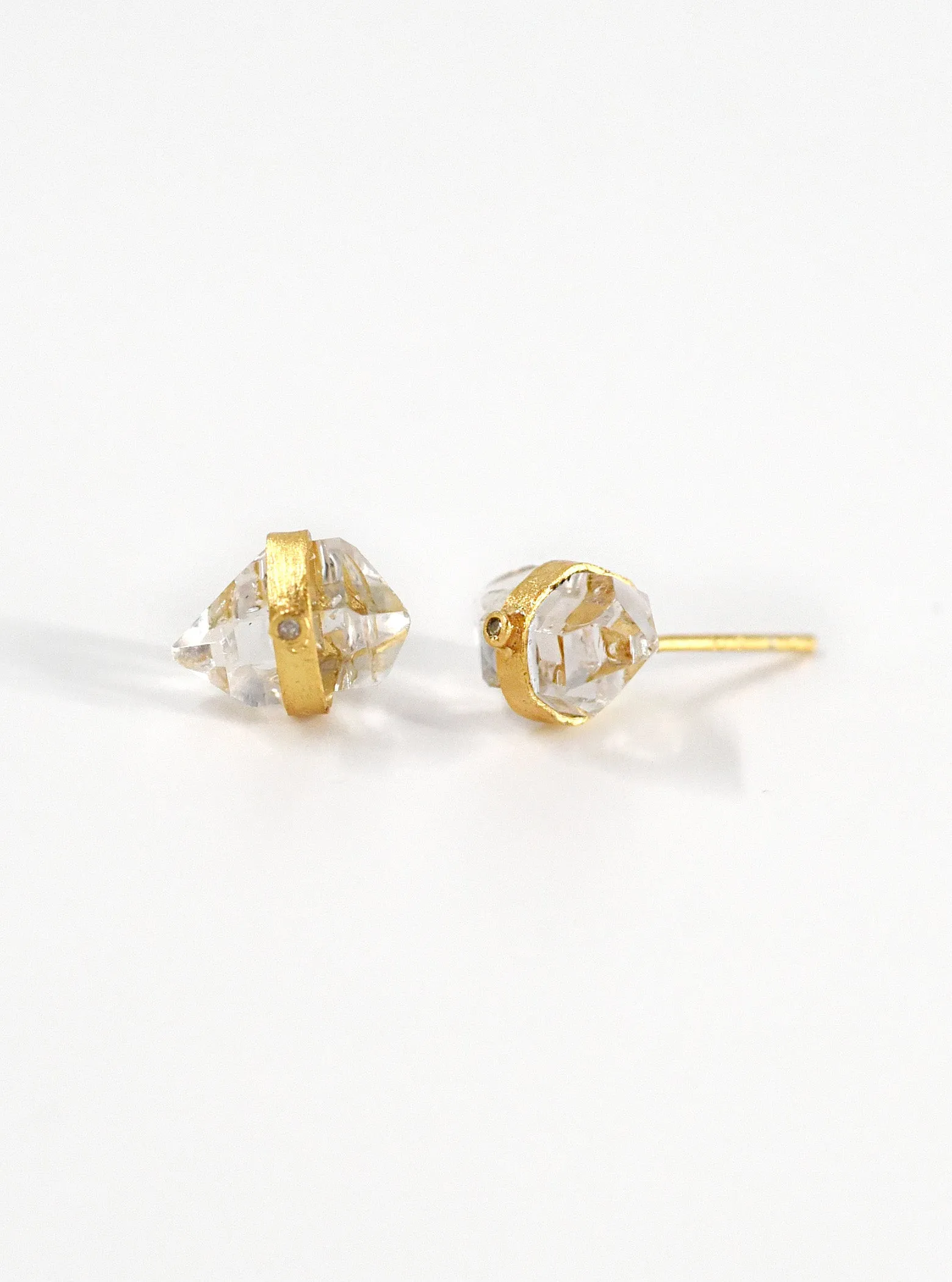 Herkimer Quartz with Diamond Stud Earrings