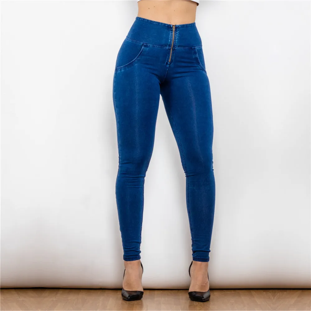 High Waist Dark Thread Dark Blue Jeans