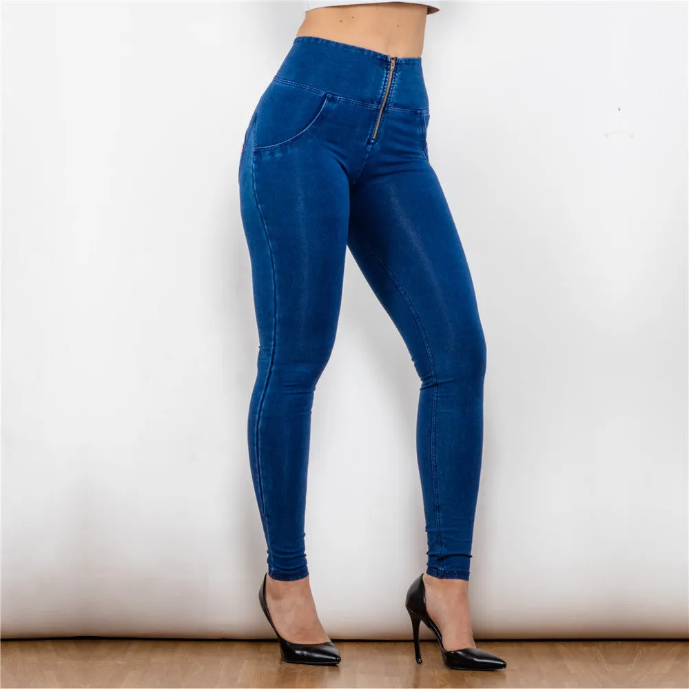 High Waist Dark Thread Dark Blue Jeans