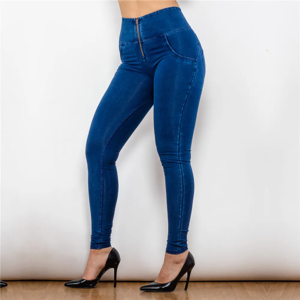 High Waist Dark Thread Dark Blue Jeans