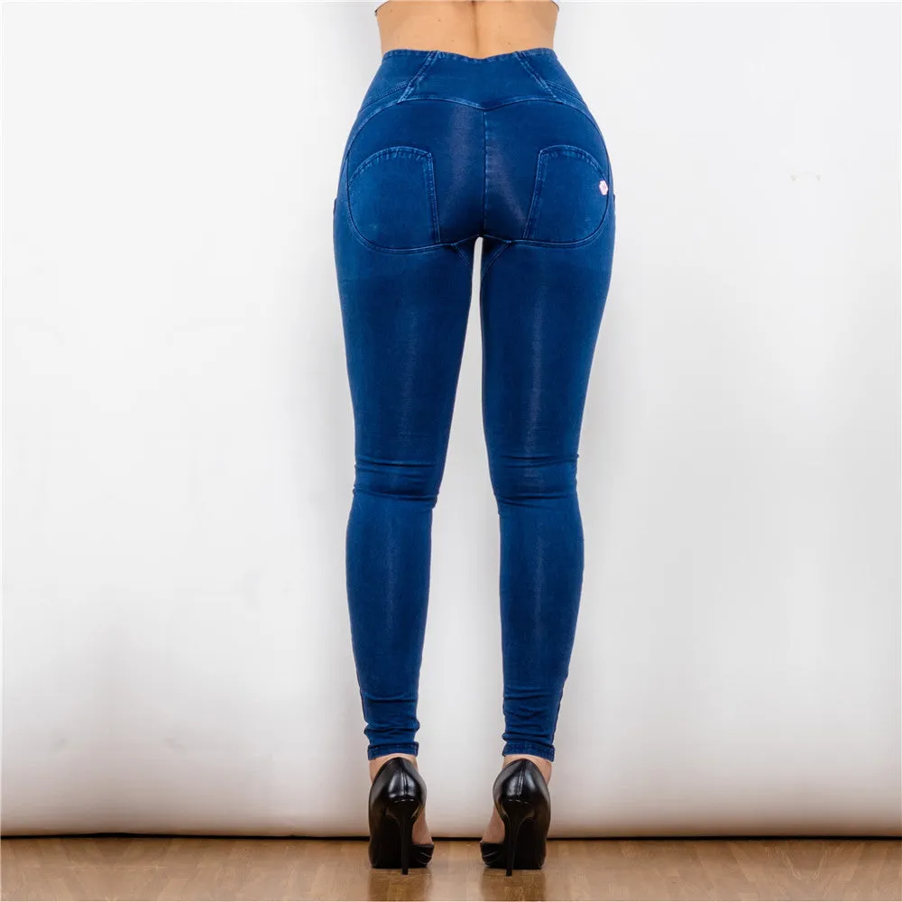 High Waist Dark Thread Dark Blue Jeans