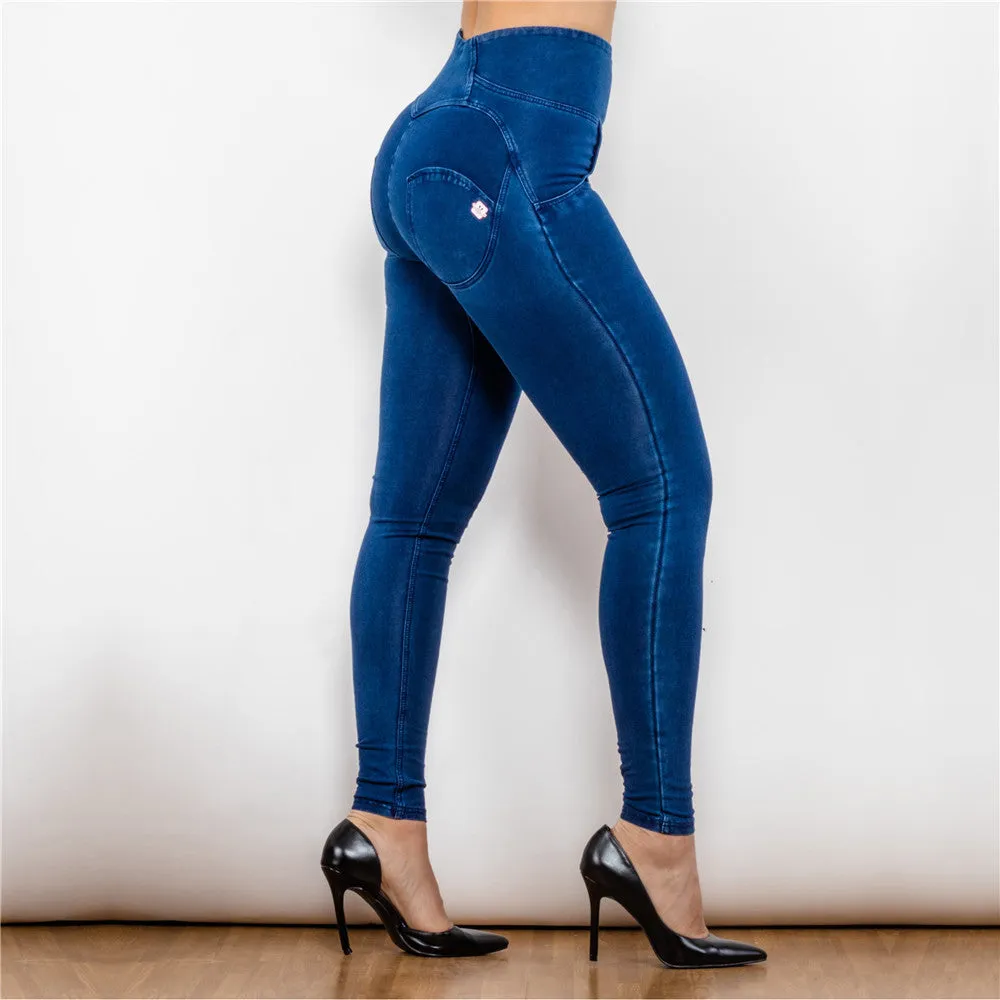 High Waist Dark Thread Dark Blue Jeans