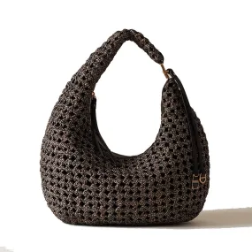 Hobo Bag Media BORBONESE linea La Nido in Nylon OP Naturale Nero