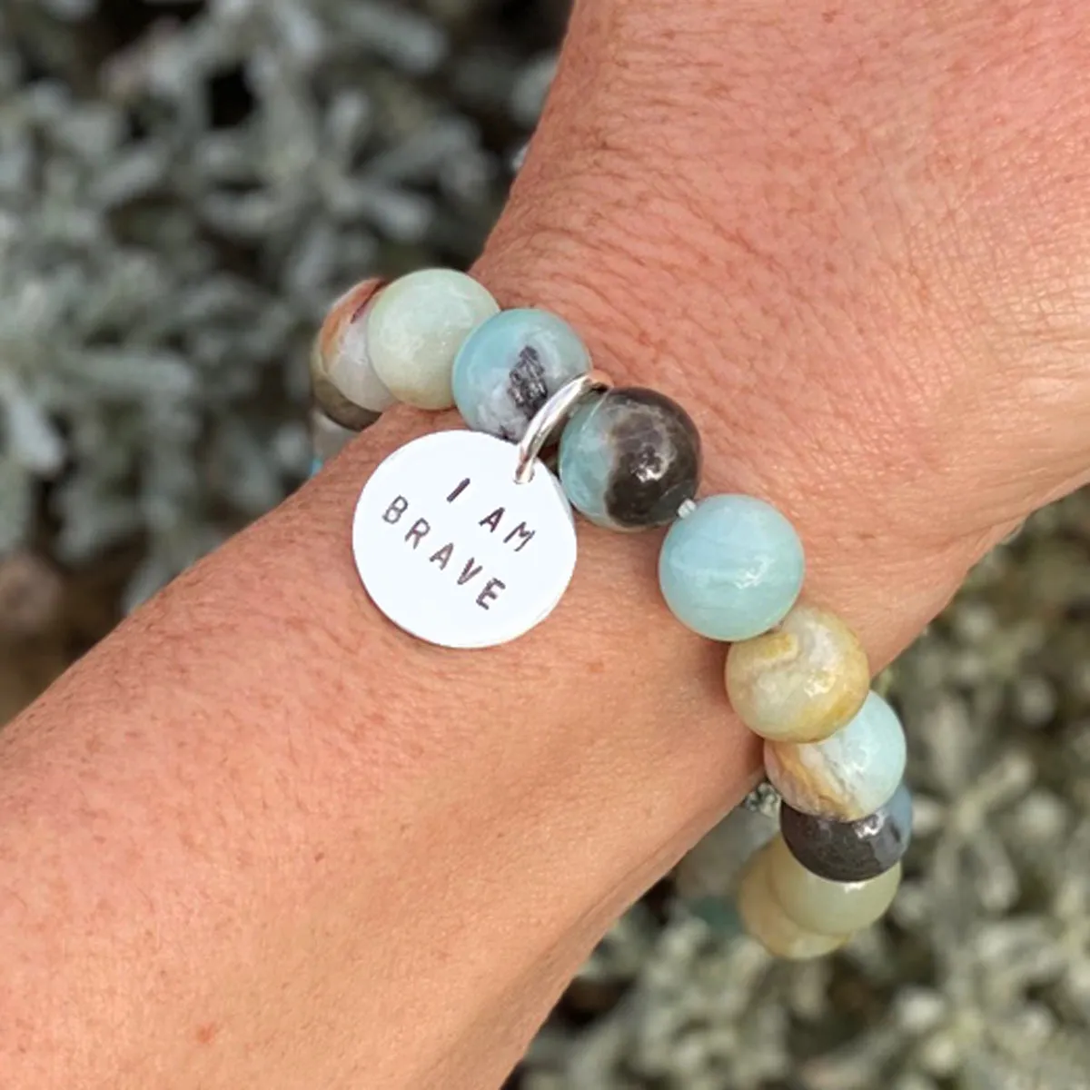 I am Brave Affirmation Bracelet with Amazonite for Courage