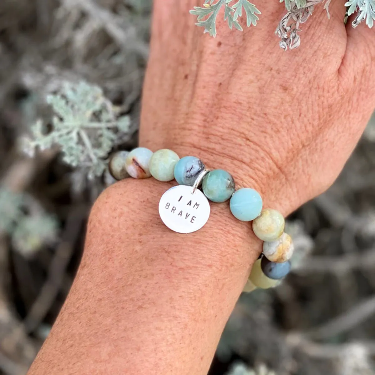 I am Brave Affirmation Bracelet with Amazonite for Courage