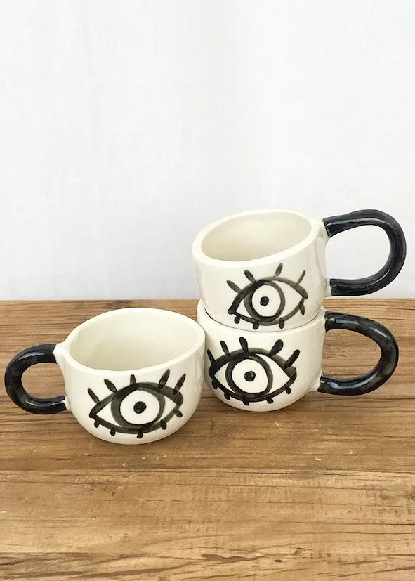 Kaz Handmade Eye Mug w/ Black Handle - Large