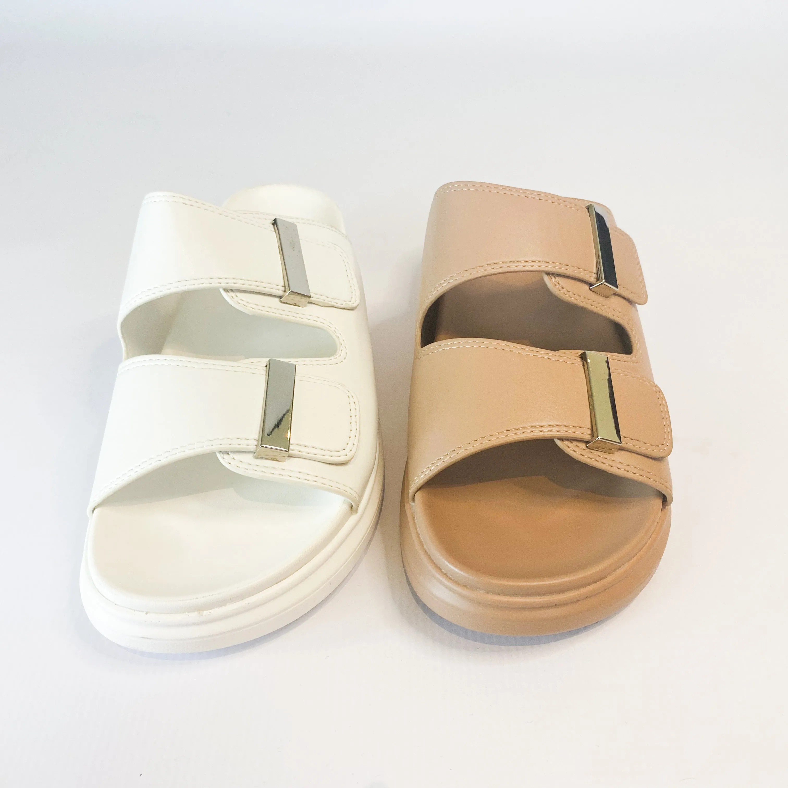 KG white double strap sandal