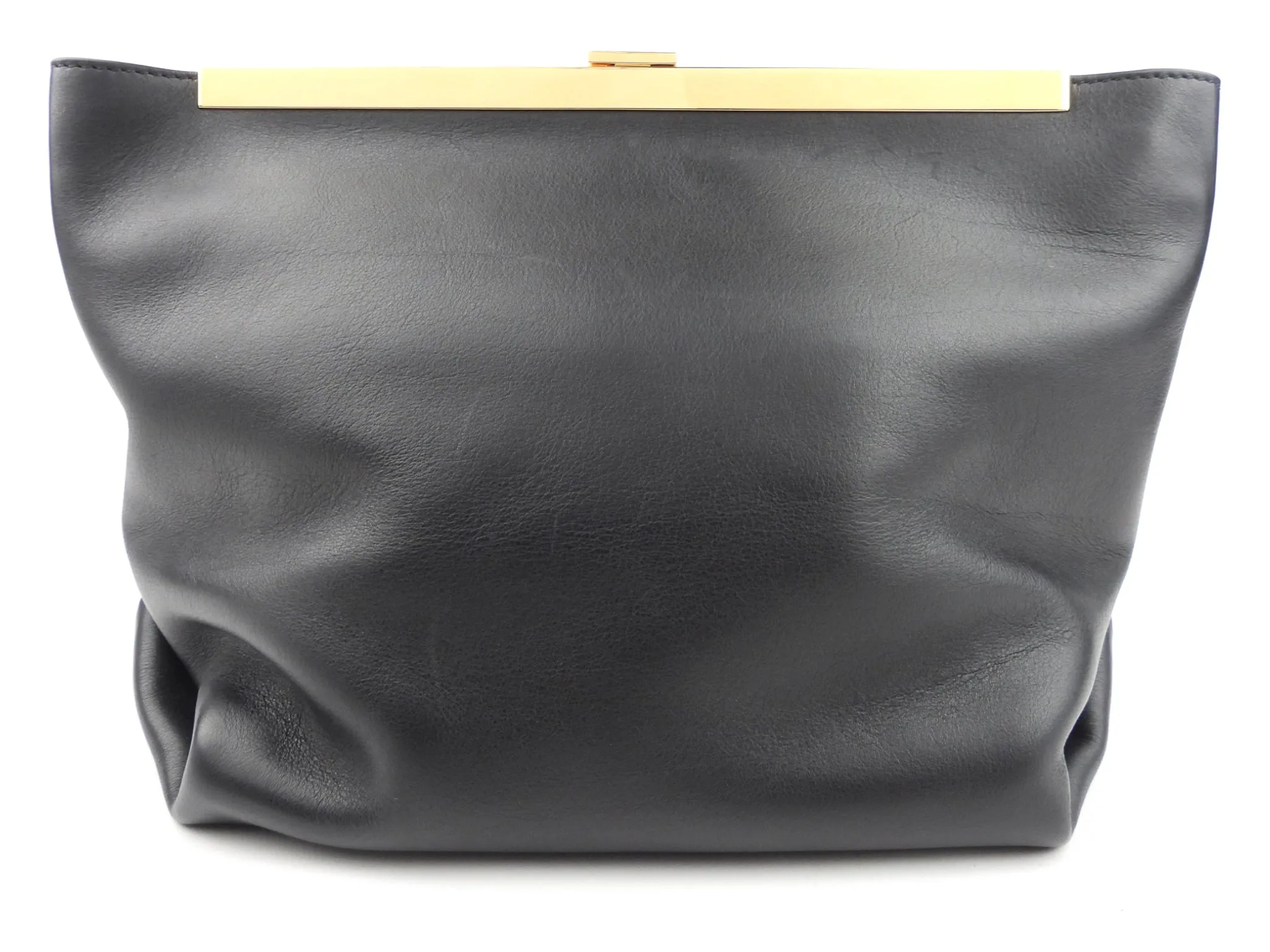 Khaite Black Leather Augusta Crossbody Shoulder Bag