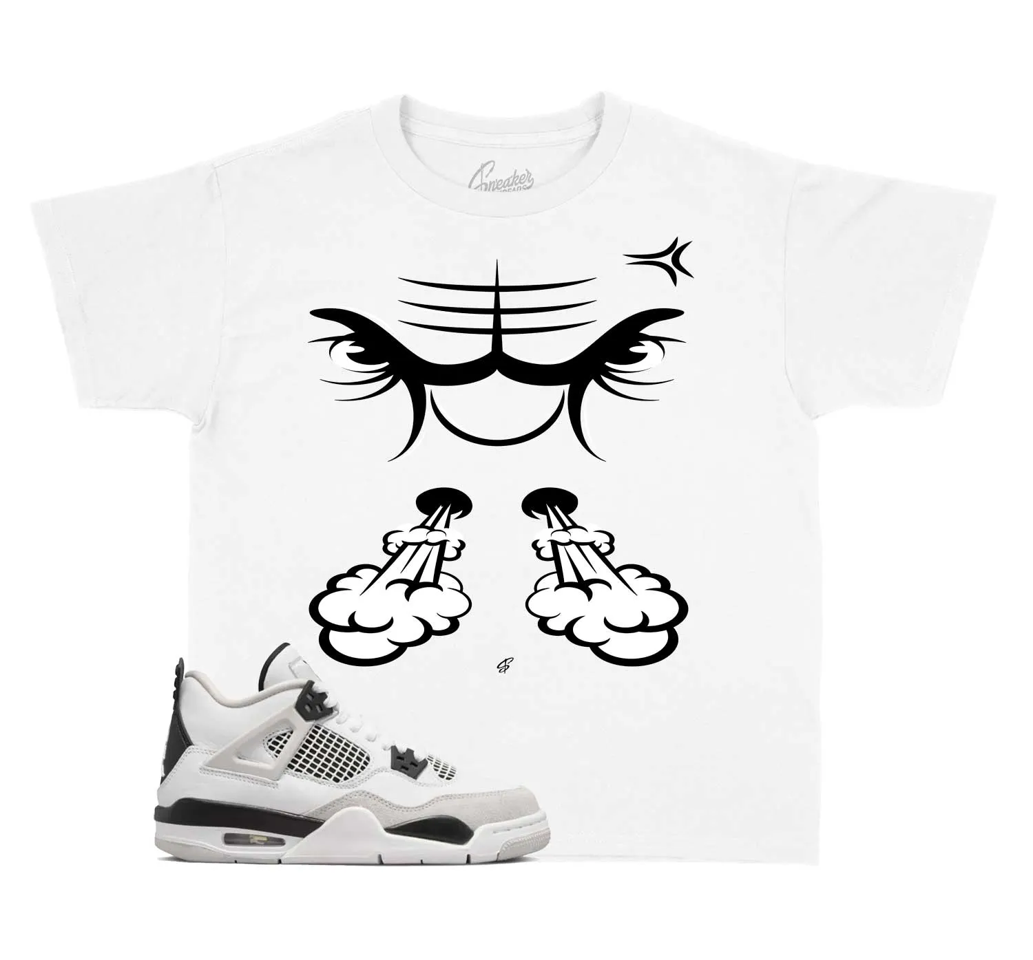 Kids Military Black 4 Shirt - Raging Face - White