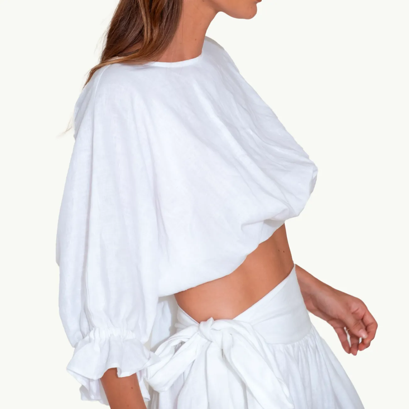 KRISSY CROP WHITE LINEN