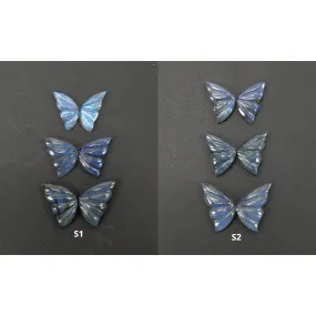 LABRADORITE Gemstone Carving : Natural Untreated Unheated Labradorite Hand Carved Butterfly Sets