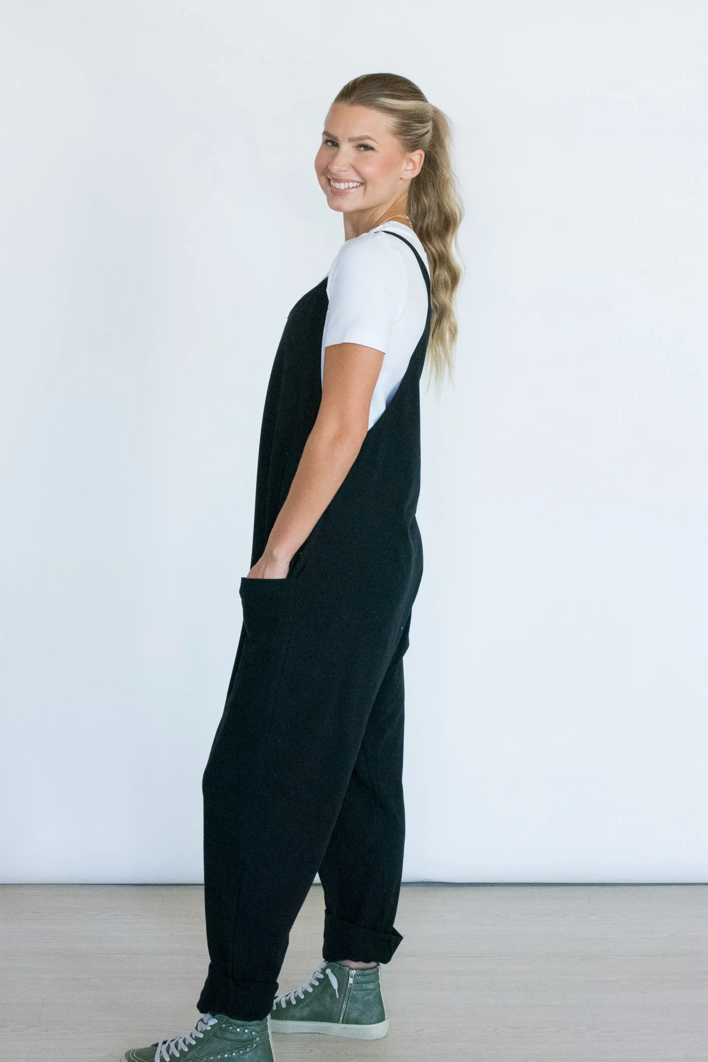 Laid-Back Lifestyle Black Drop Crotch Jumpsuit