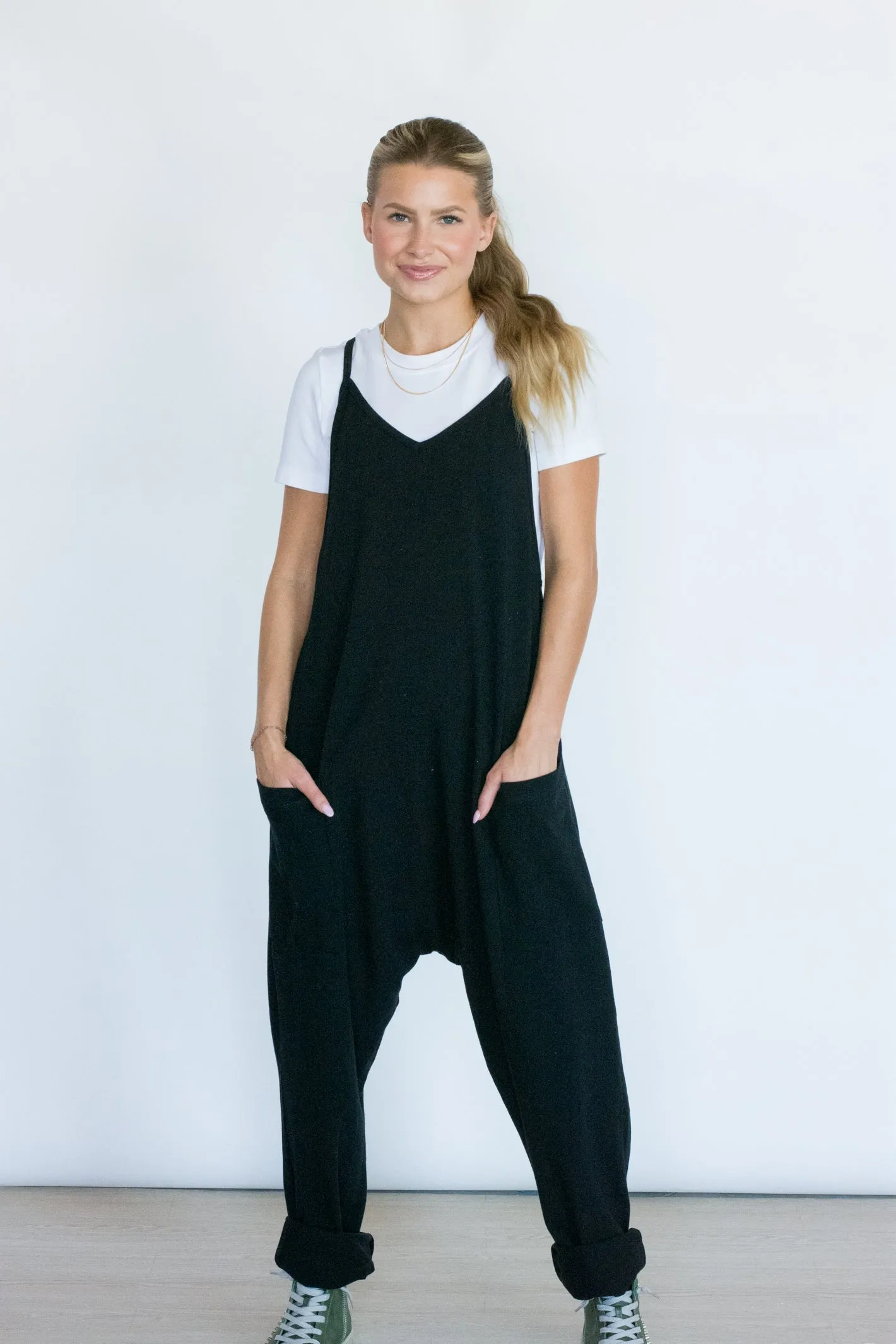 Laid-Back Lifestyle Black Drop Crotch Jumpsuit